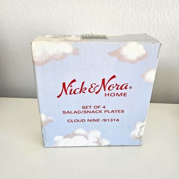 Nick & Nora (Set Of 4) Box 222 Fifth Cloud Nine Porcelain Salad Snack Plates - Picture 4 of 6